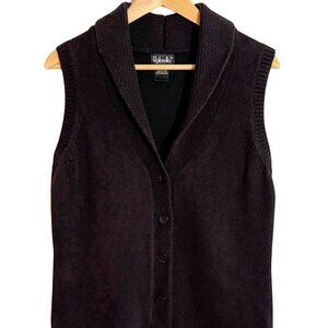 Rafaella Vintage Black Cotton Sleeveless Sweater Vest Women's M